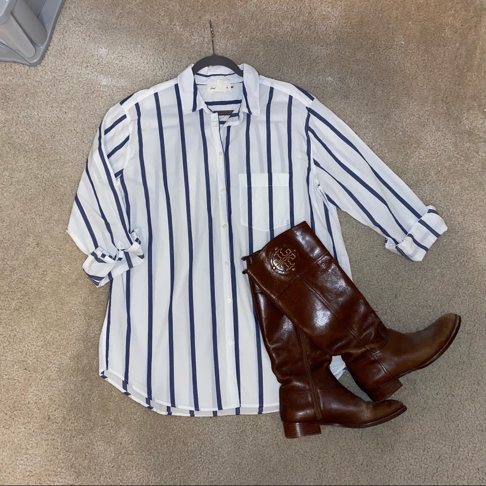 H&M L.O.G.G. Button Up Striped Shirt Dress